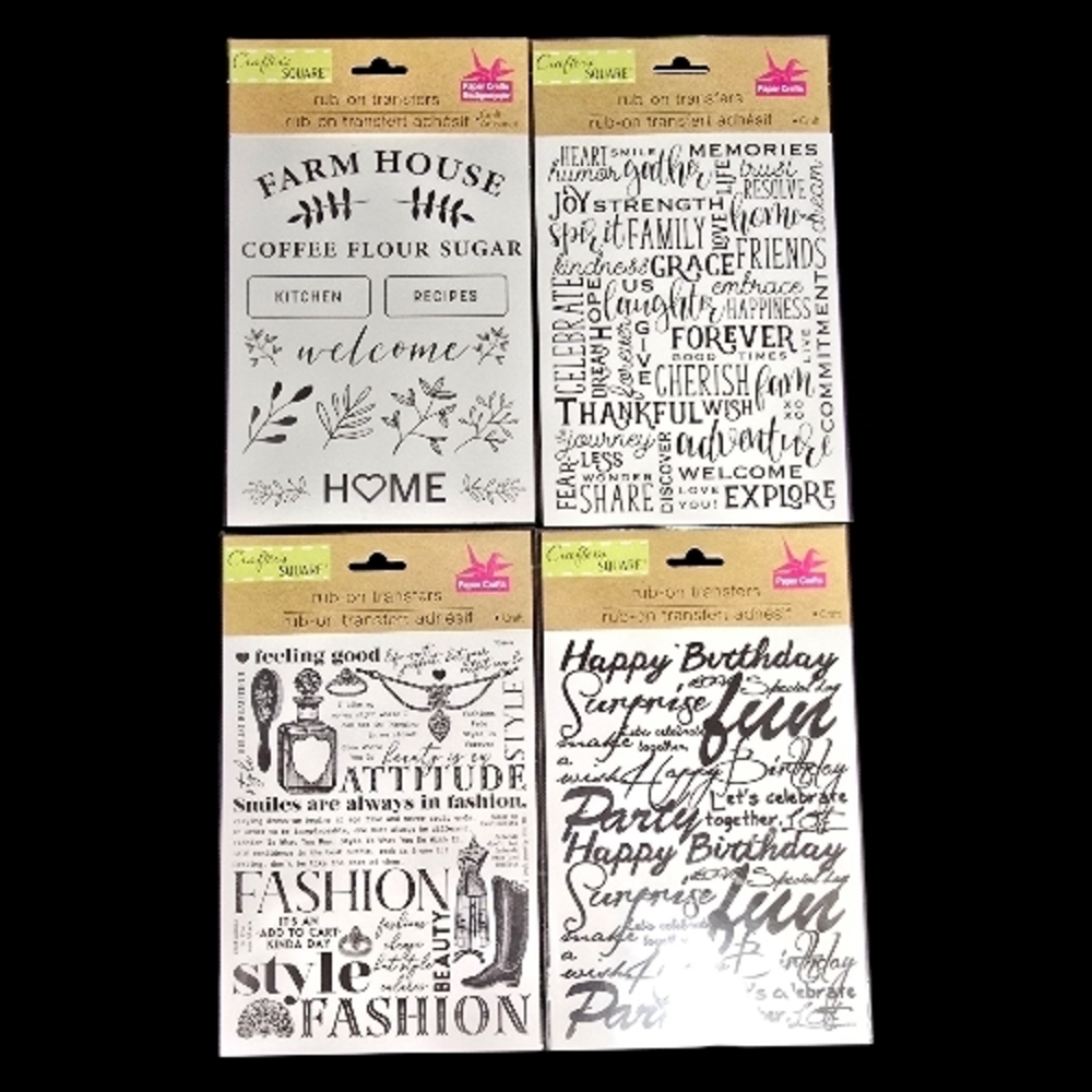 4 Pk Rub-On Transfer Sentiment & Script Set
